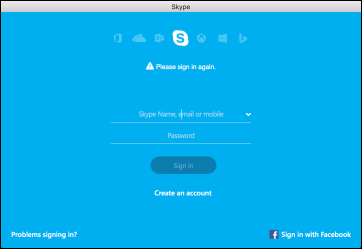 log in to the skype app mac windows new password skype security