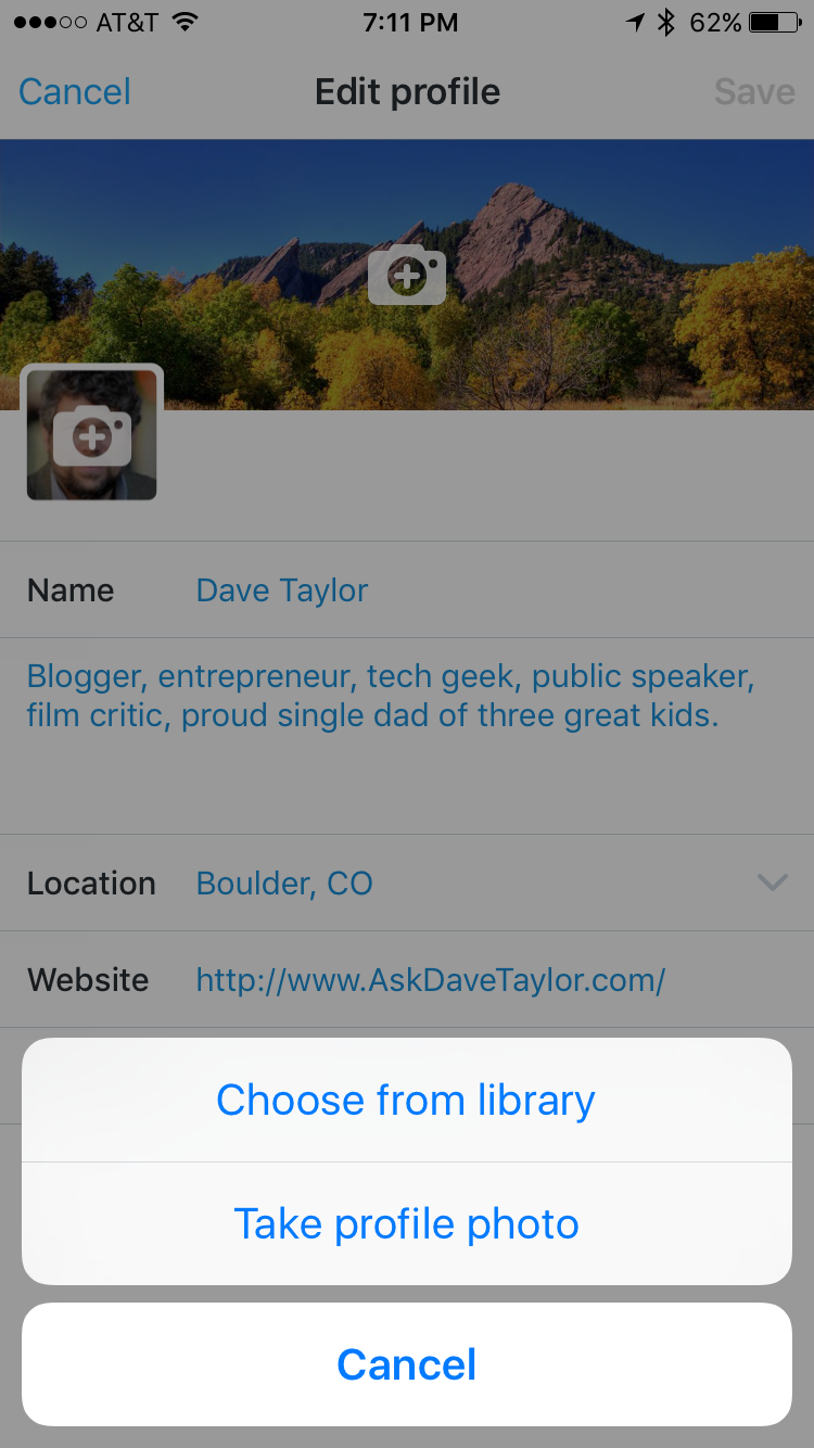 Change your Twitter Profile Photo from iPhone iOS? - Ask Dave Taylor