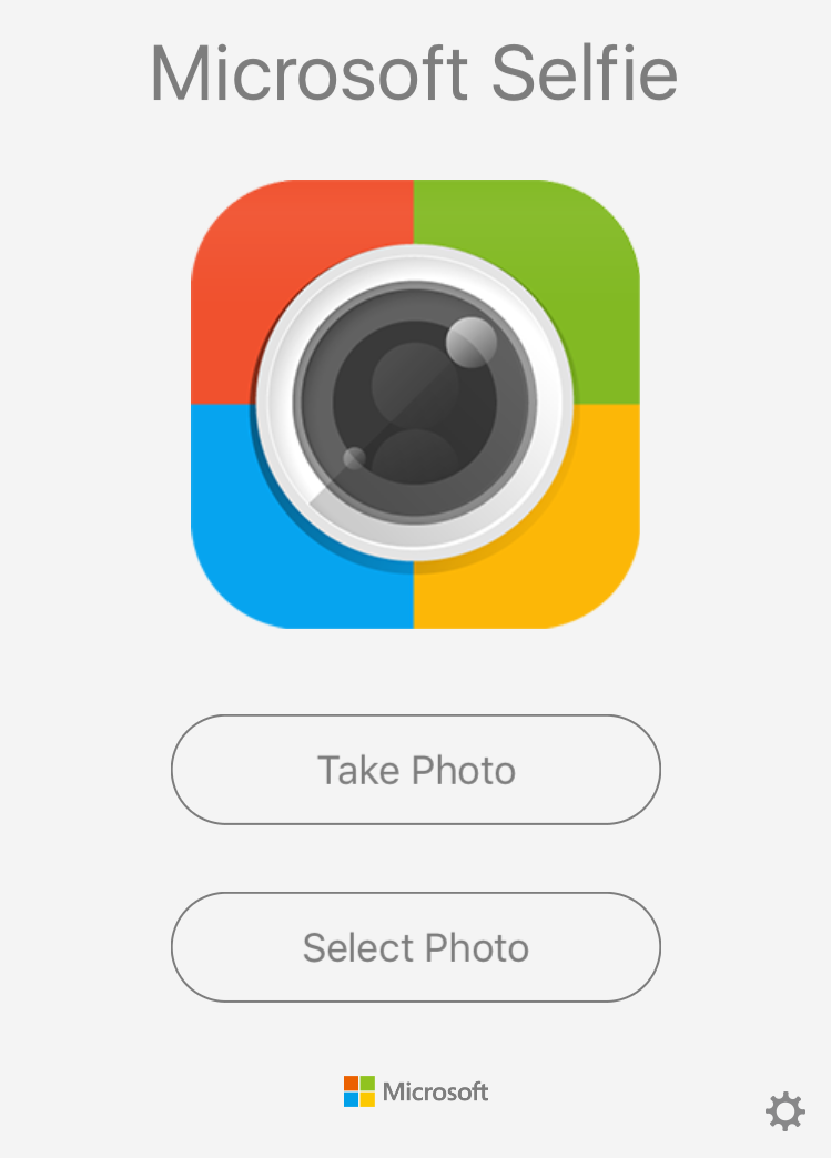 home screen for the Microsoft Selfie iphone app