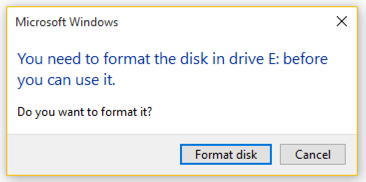 windows: format disk in drive E: