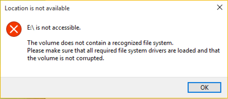disk does not contain a recognizable file system