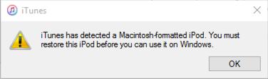 itunes mac formatted ipod reformat to use windows