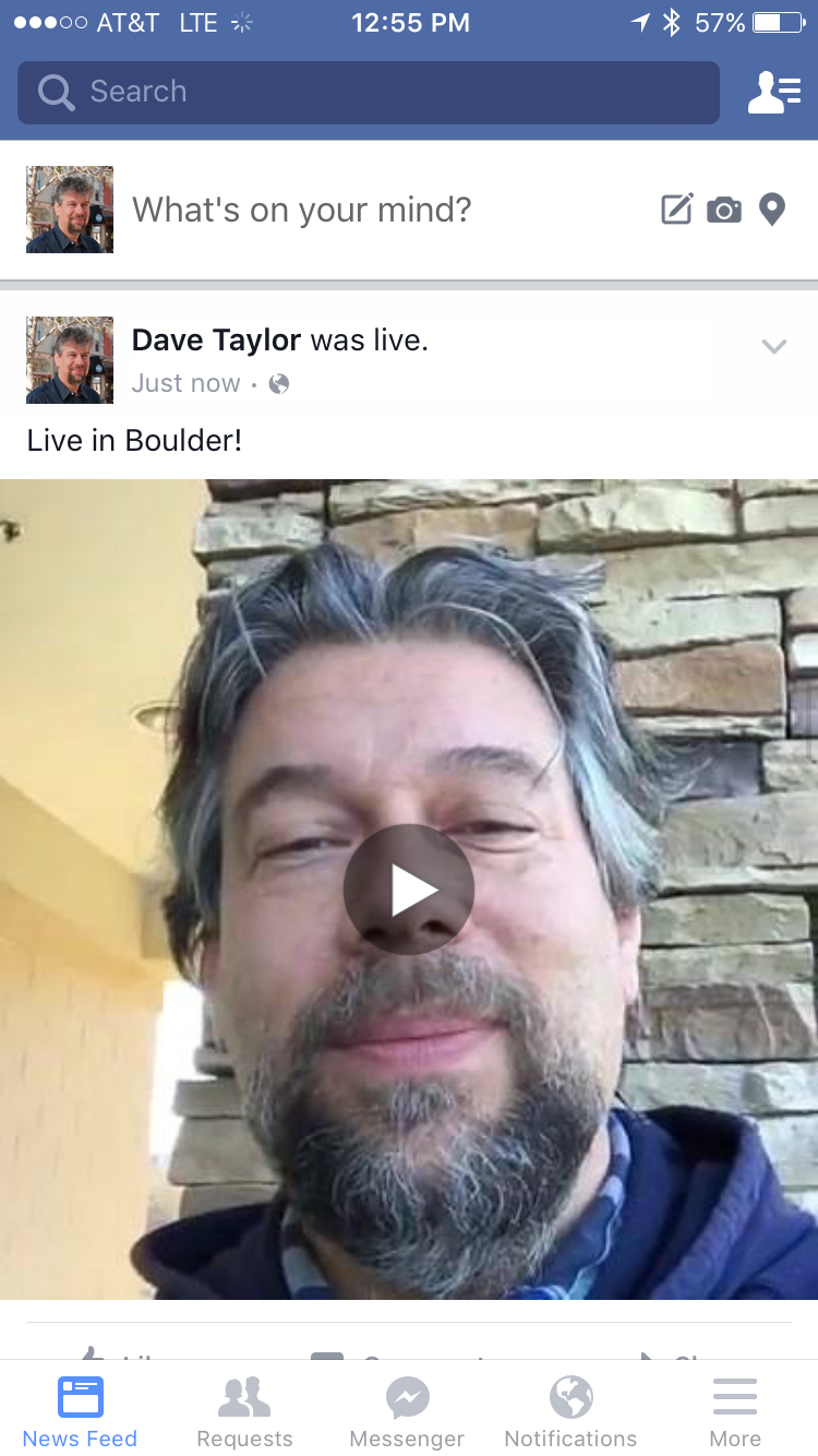 recording of facebook live streaming video test