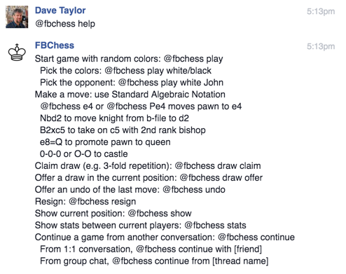 @fbchess help - facebook messenger chess help