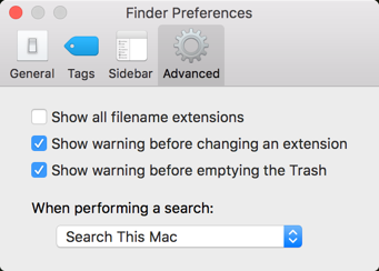 advanced finder options, mac os x