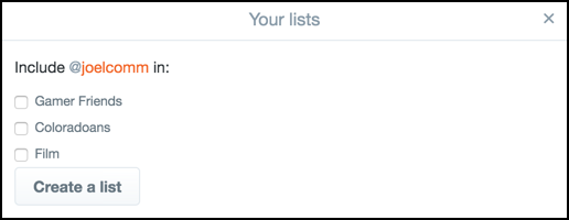 add twitter user to specific twitter list or lists