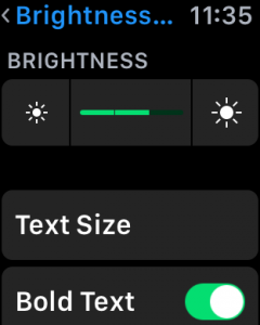 apple watch os 2 settings brightness text size