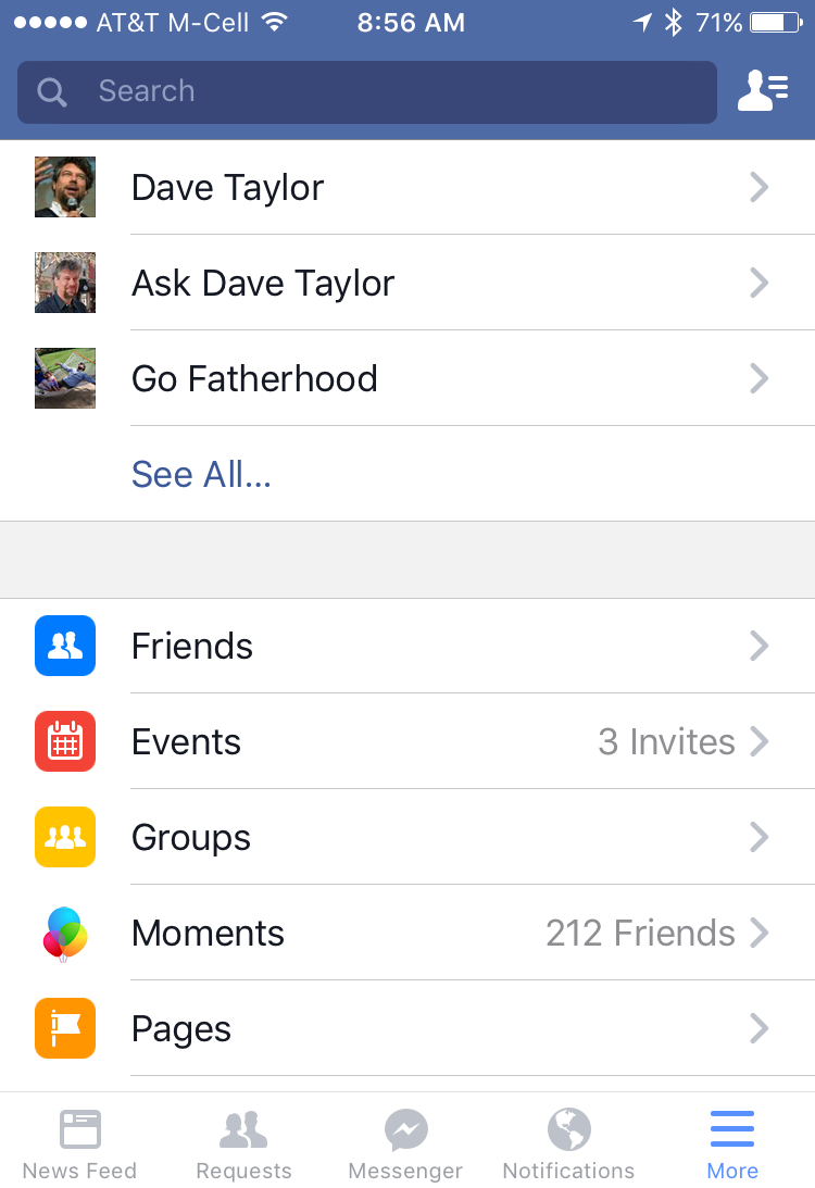 facebook temporary profile photo - iphone ios main screen