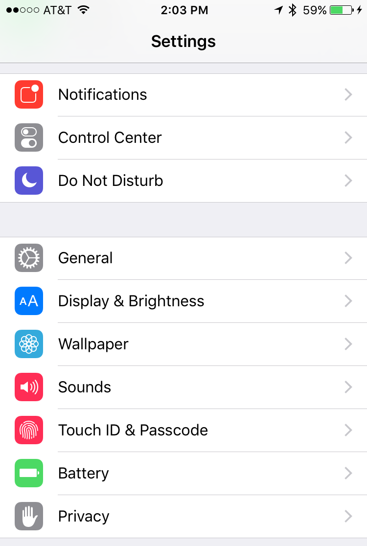 ios 9 settings main menu