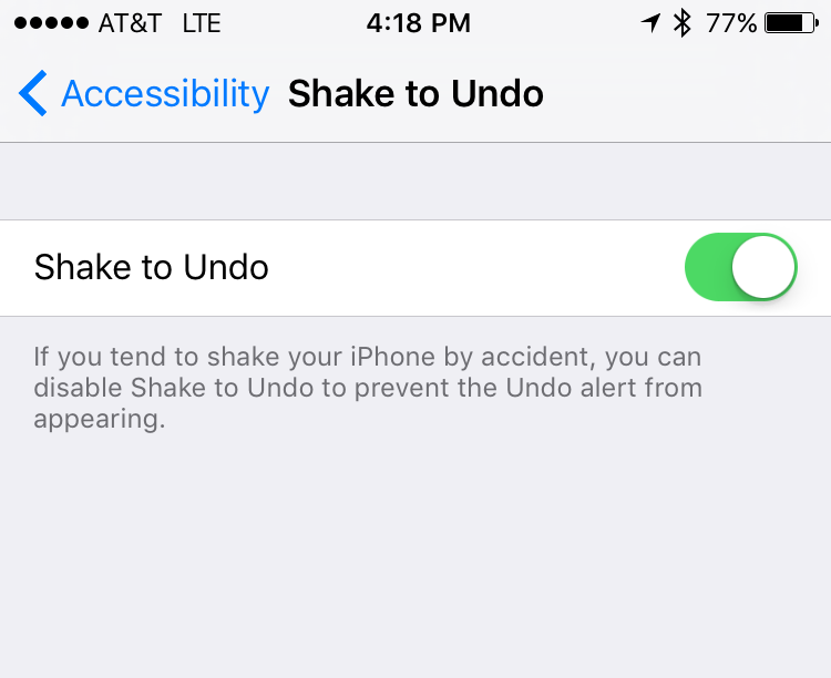 enable / disable turn on / off shake to undo typing ios 9 ipad iphone