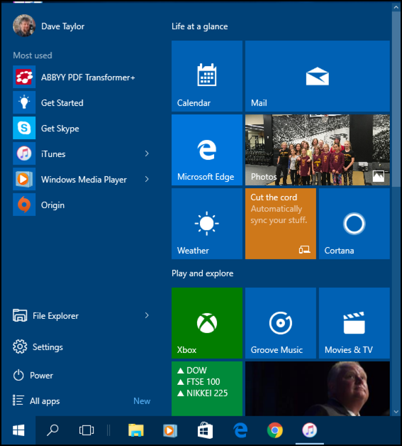 windows 10.1 win10.1 start menu dark blue background