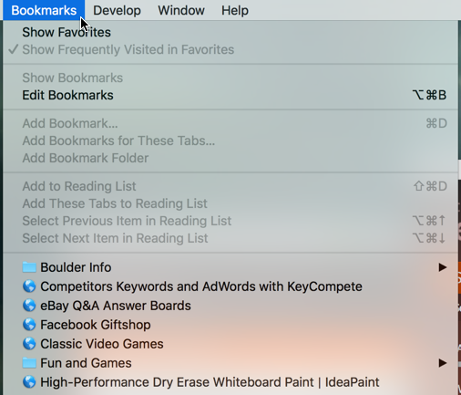 mac apple safari menu bookmarks updated