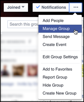 facebook groups - manage group