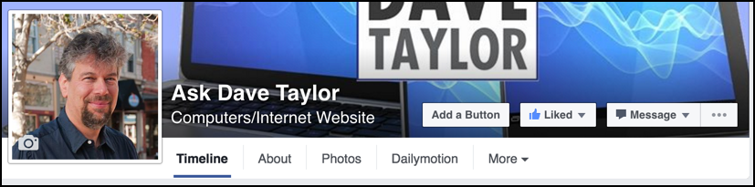 ask dave taylor facebook page with message button