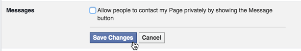 facebook fan business page settings > messages 3