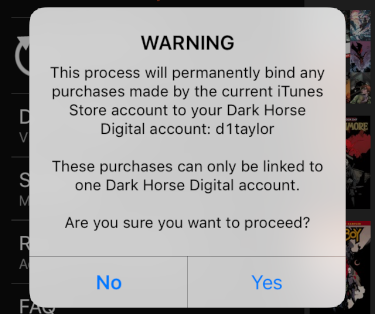 warning: dark horse digital will bind purchases to account