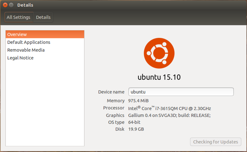 about this ubuntu linux installation version window
