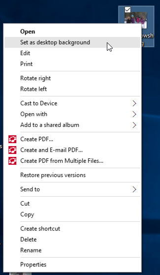 context menu, win10, set desktop picture photo wallpaper