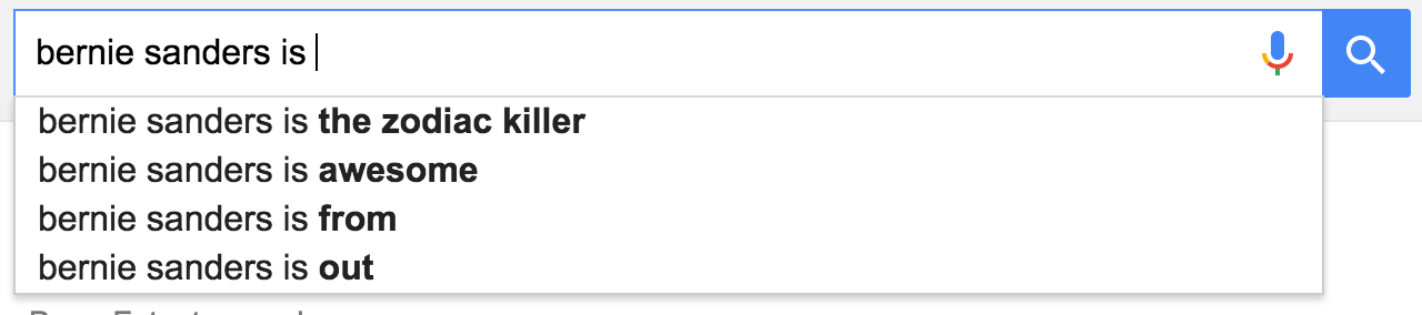 google suggestions bernie sanders