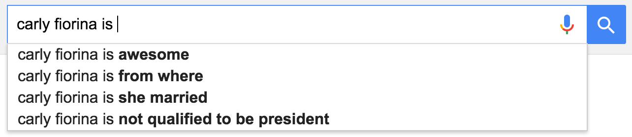 google suggest carly fiorina is