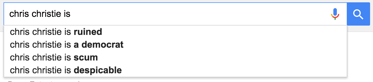 chris christie is google suggest