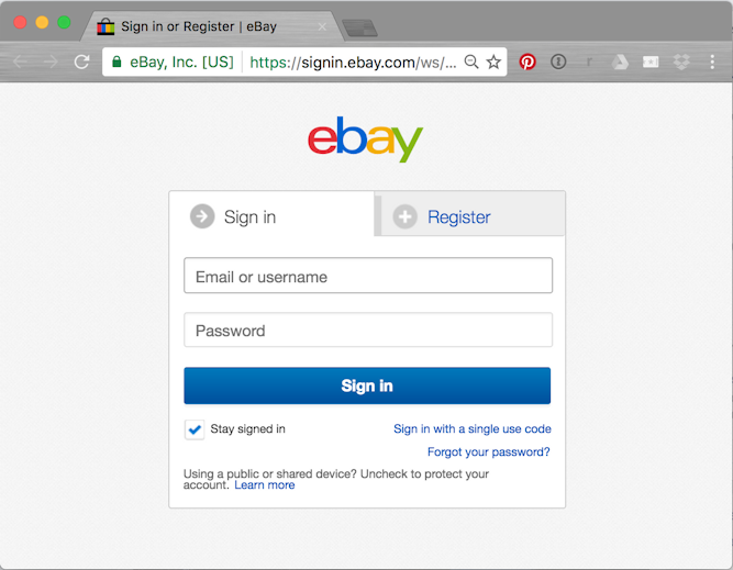 ebay update personal info landing page window