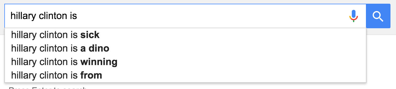 google suggestions hillary clinton