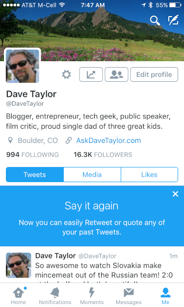 Replace your Twitter profile photo from your iPhone? - Ask Dave Taylor