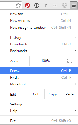 google chrome for windows, print option