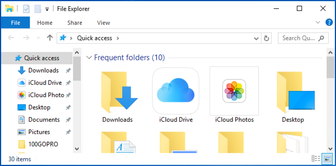 just icons view, ms file explorer