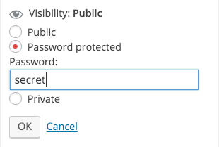 wordpress password protected post, specify password