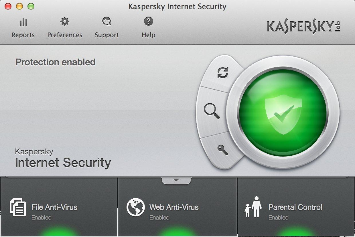 kaspersky internet security for mac, main window