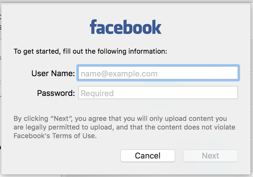 log in to facebook accounts mac os x