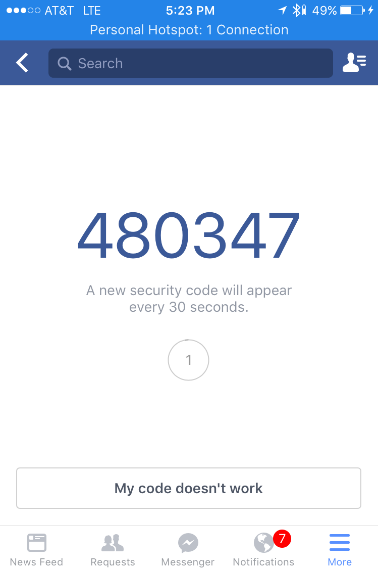 facebook code generator temporary code, apple iphone ios app