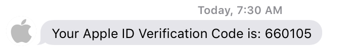 apple id secret two-factor authentication code sent to iphone