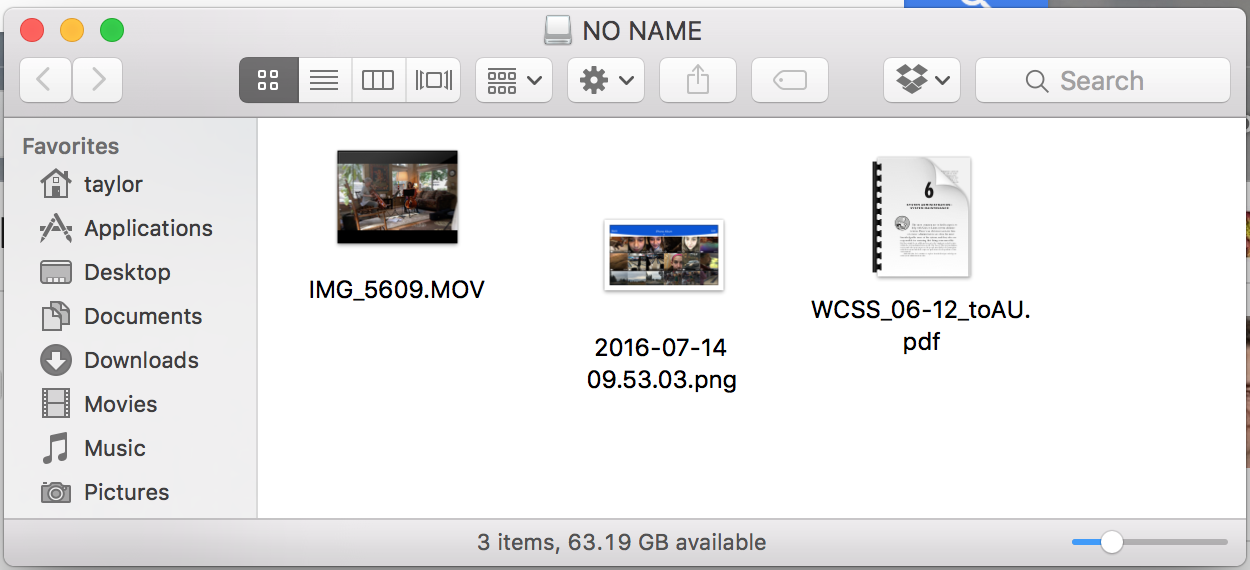 three files on flash drive, mac os x finder