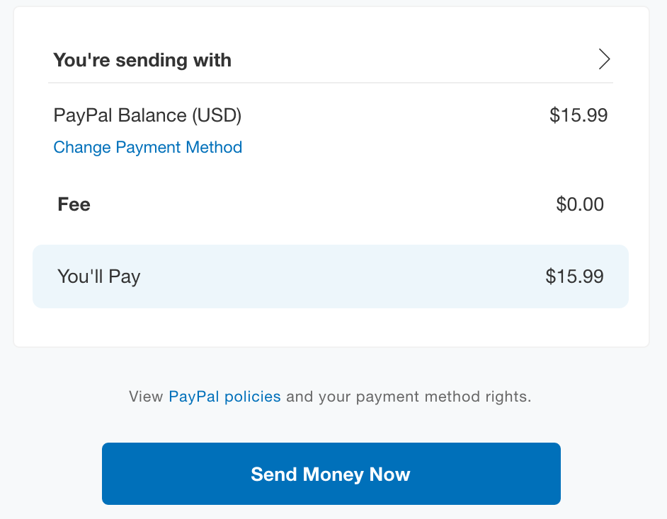 paypal fee for sending money