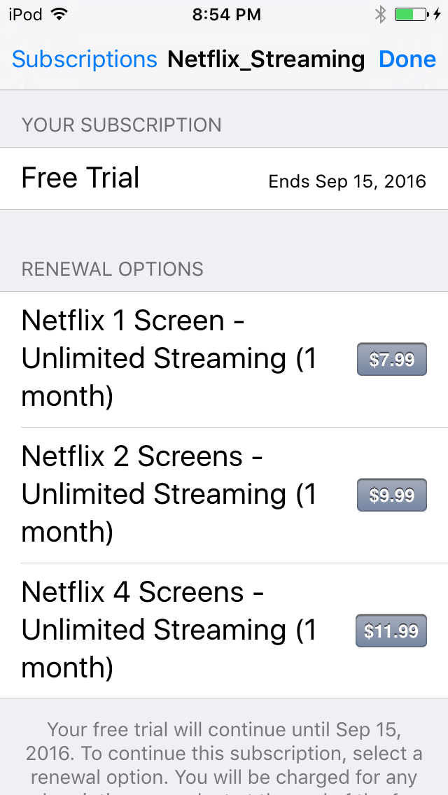 netflix streaming options subscription cost monthly itunes apple id store
