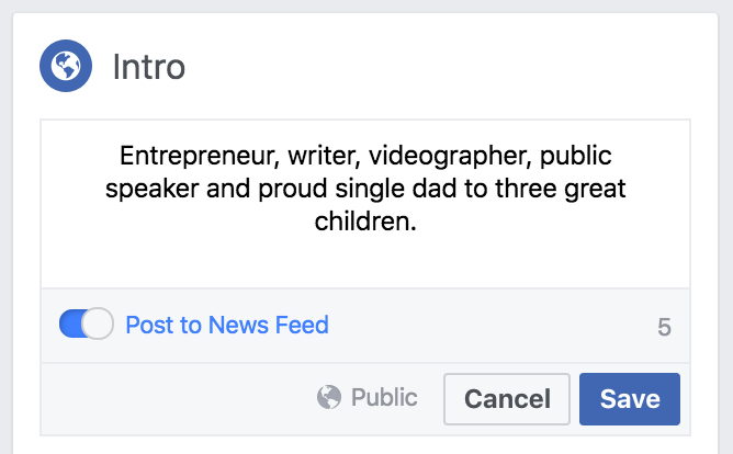 facebook intro bio ready to share save