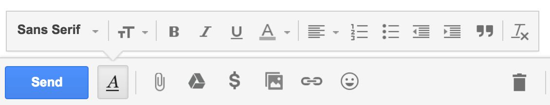 google mail gmail email formatting toolbar