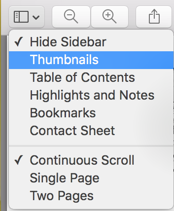 sidebar menu options, mac preview