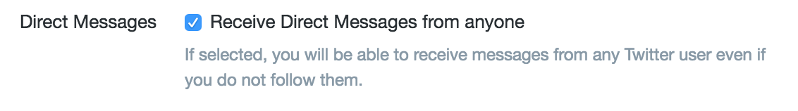 allow direct messages from non-followers setting, twitter