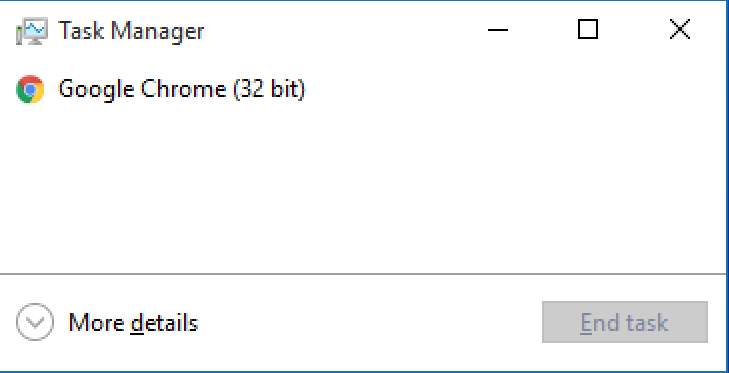 task manager, minimal view, win10
