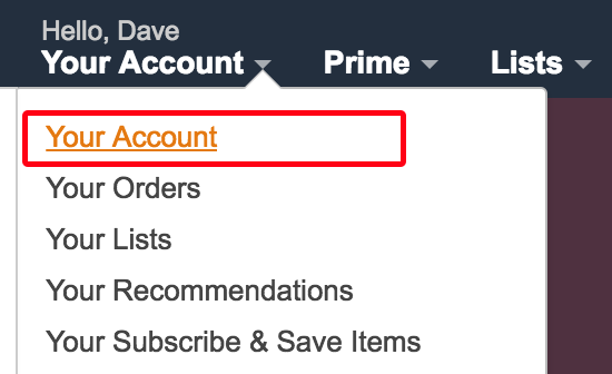 amazon - your account