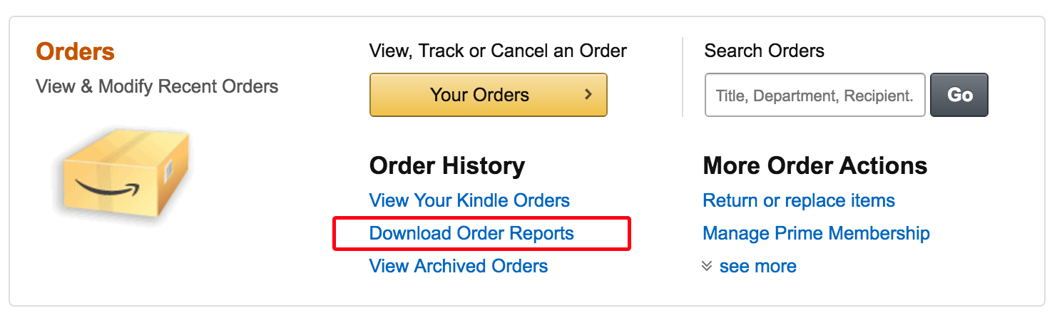 download purchase history, amazon.com