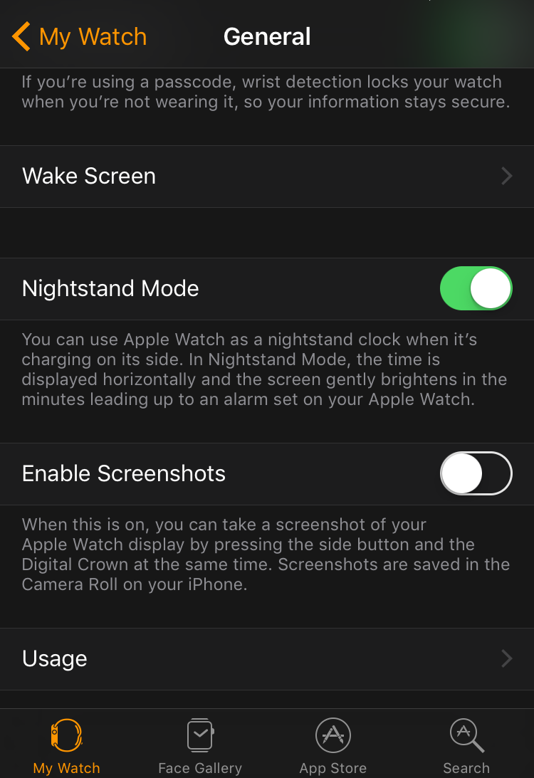 apple watch screen capture screenshot enable on allow