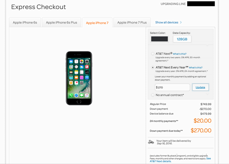 upgrade to at&t apple iphone 7