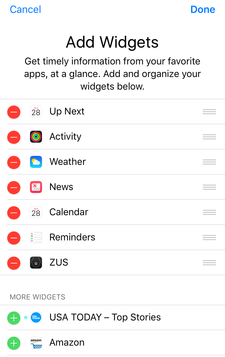 zus widget added to ios 10 iphone 7 widget notification screen