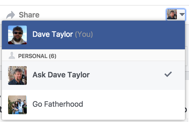 menu of facebook identities