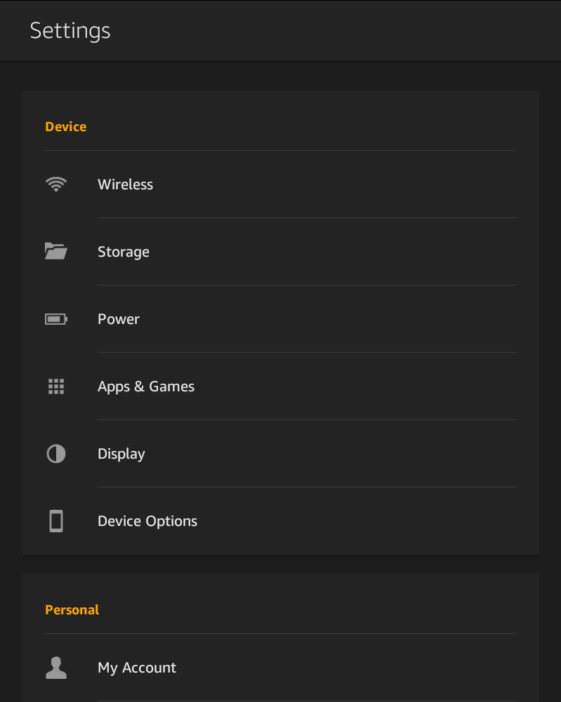 amazon kindle fire hd settings screen window view